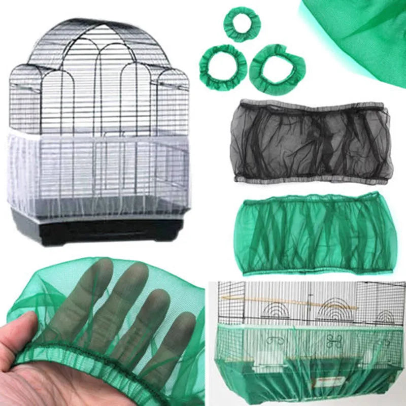 250-66cm Mesh Bird Cage Cover Nylon Dustproof Birdcage Parrot Cage Net Pet Accessories Airy Mesh Parrot Bird Cage Net s/m/l