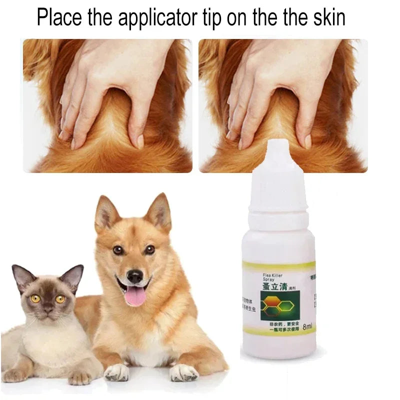 Pet Dog Flea Killer Vitro Drops Long-Lasting Control Repel Anti Fleas Cat Ticks Lice Insect Remover For Cats Dogs Repeller 120ML