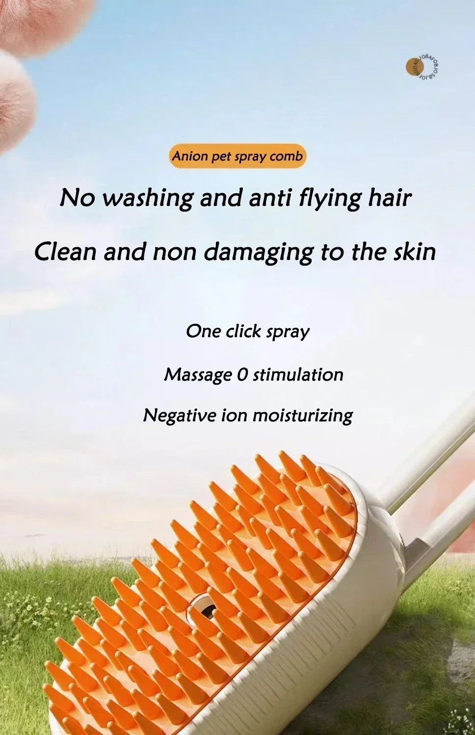 Pet spray massage brush three in one key steam spray folding rotary floating shampoo brush comb