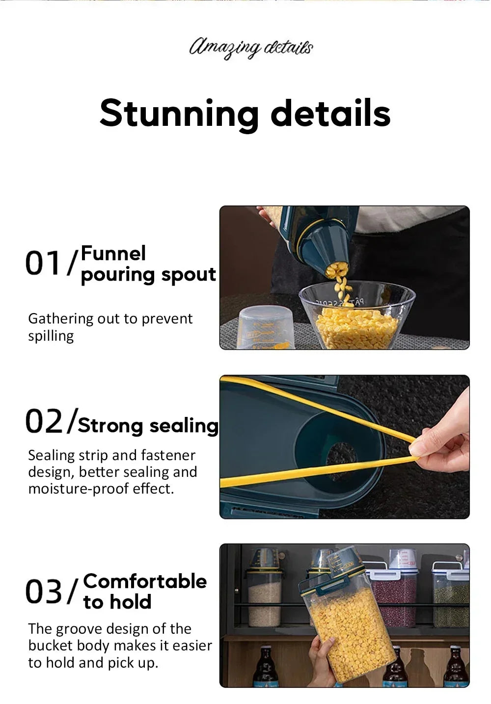Dog Food Storage Bucket Pet Food Grain Storage Tank Kitchen Storage Rice Box Cat Food Grain Sealed Jar Dog Cat Accessories