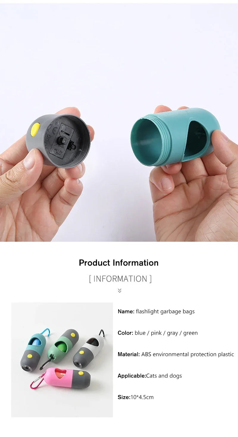 Led Light Dog Poop Bags Dispenser Degradable Waste Bag Outdoor Portable Pet Trash Bags Dog Cat Cleaning Supplies Accessories