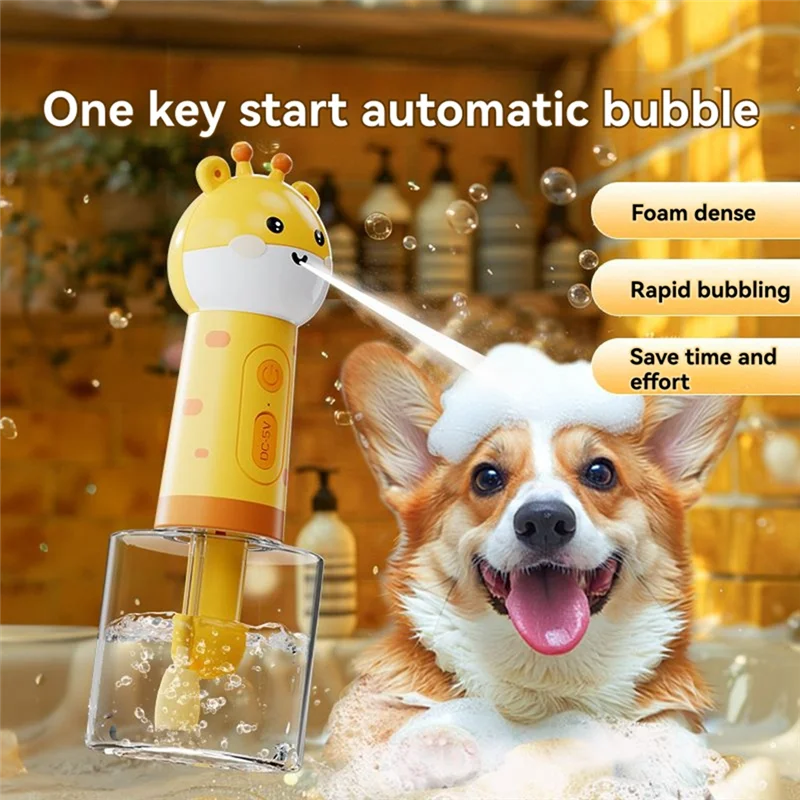 Automatic Foam Soap Dispenser Cordless Pet Bath Cleaning Electric Dog Shampoo Foam Machine Pet Sprayer Supplies
