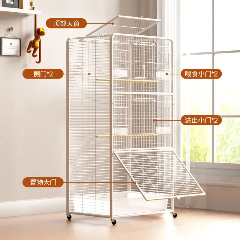 Bird cage Household large tiger parrot luxury villa Large black phoenix special breeding cage Myna embroidered eye bird cage