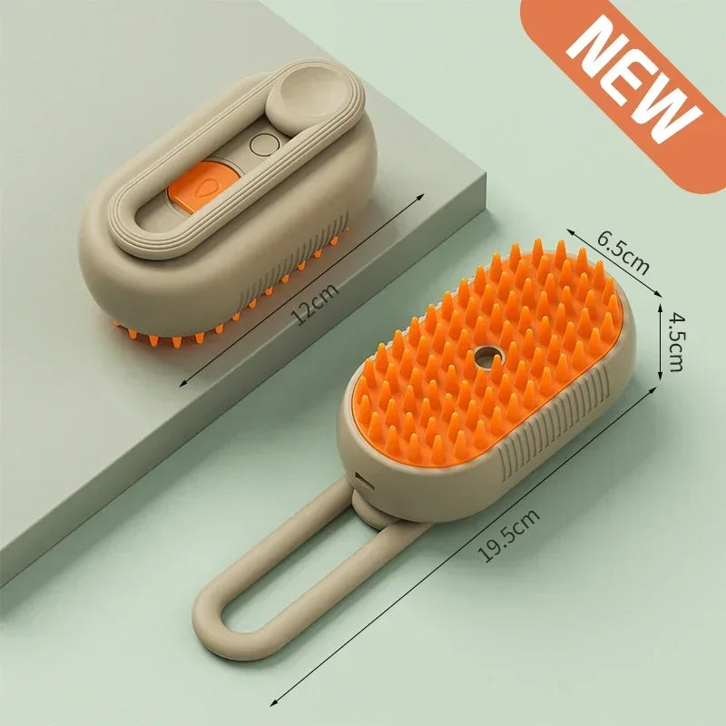 Pet spray massage brush three in one key steam spray folding rotary floating shampoo brush comb