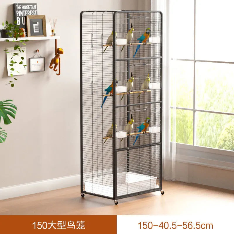 Bird cage Household large tiger parrot luxury villa Large black phoenix special breeding cage Myna embroidered eye bird cage