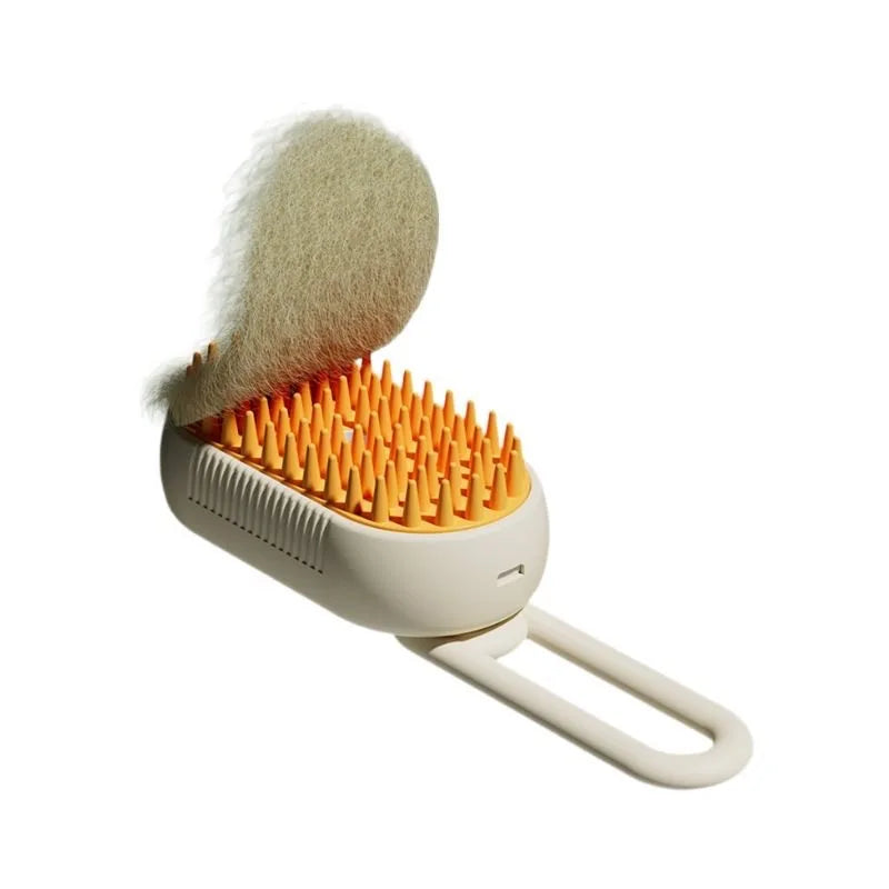 Pet spray massage brush three in one key steam spray folding rotary floating shampoo brush comb