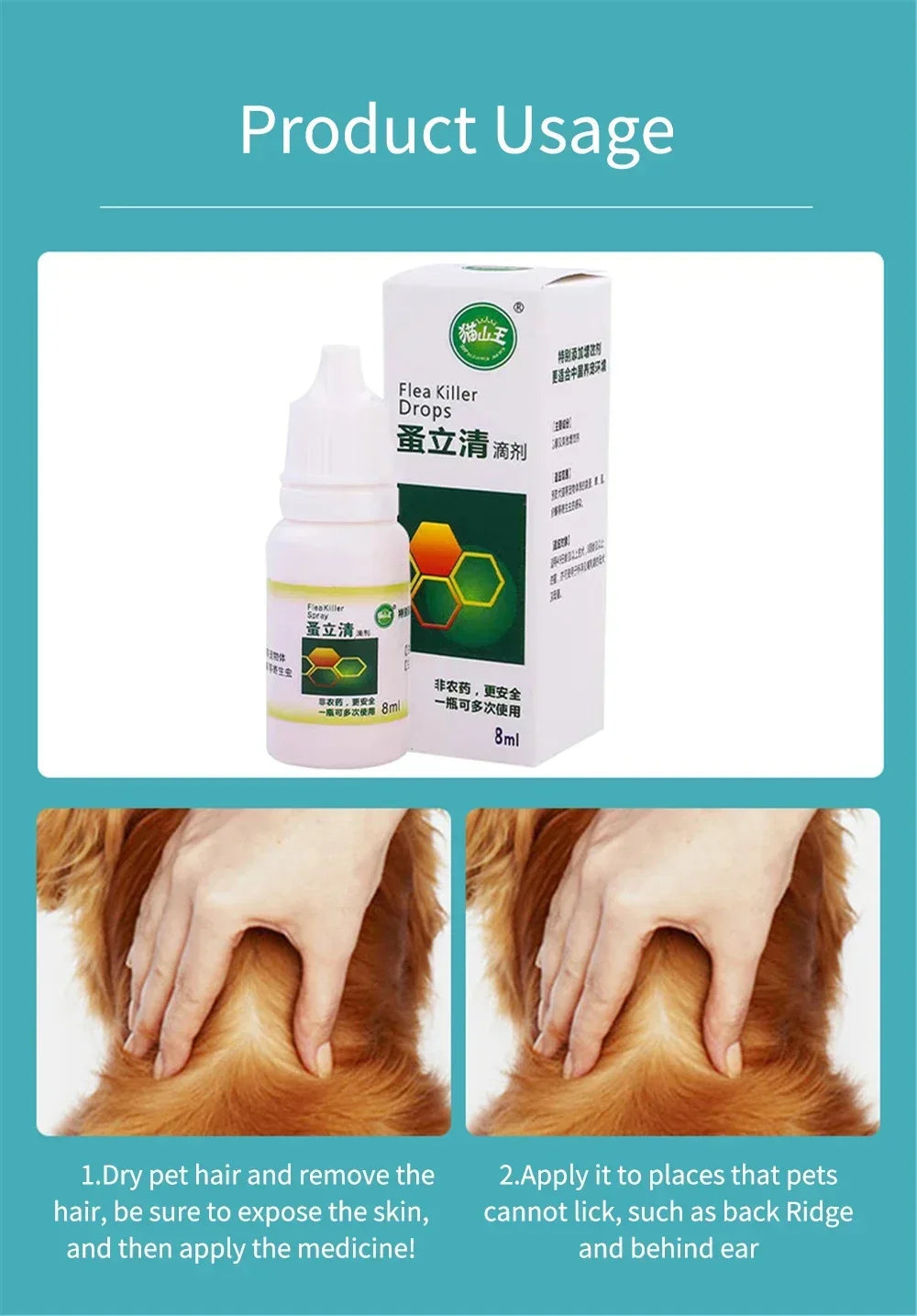Pet Dog Flea Killer Vitro Drops Long-Lasting Control Repel Anti Fleas Cat Ticks Lice Insect Remover For Cats Dogs Repeller 120ML