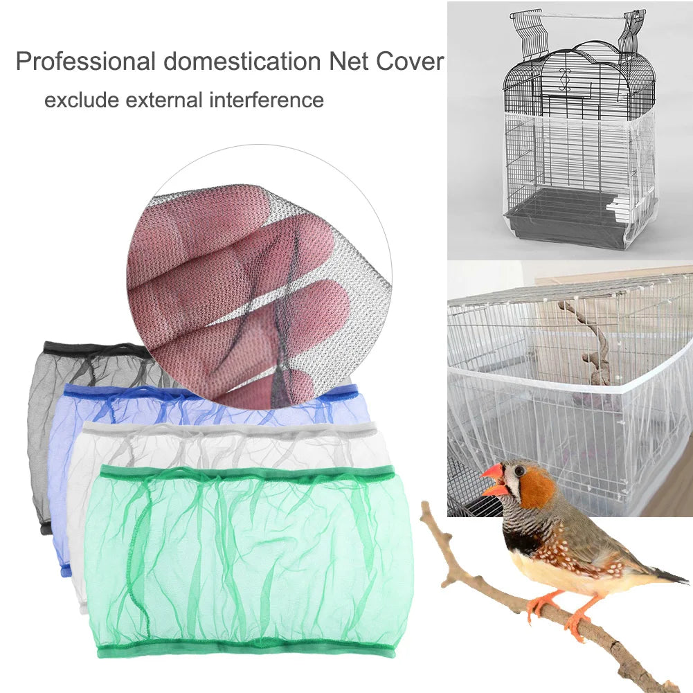 250-66cm Mesh Bird Cage Cover Nylon Dustproof Birdcage Parrot Cage Net Pet Accessories Airy Mesh Parrot Bird Cage Net s/m/l