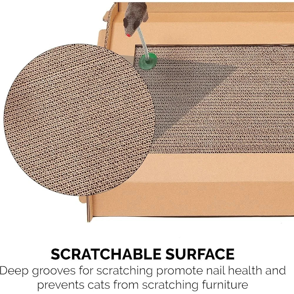 Multi-Level Cardboard Cat House with Scratch Pads Toys and Catnip Indoor Cats and Small Pets