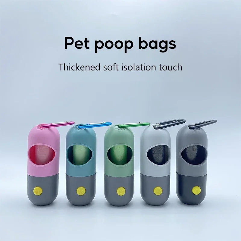 Led Light Dog Poop Bags Dispenser Degradable Waste Bag Outdoor Portable Pet Trash Bags Dog Cat Cleaning Supplies Accessories