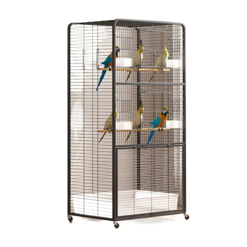 Bird cage Household large tiger parrot luxury villa Large black phoenix special breeding cage Myna embroidered eye bird cage