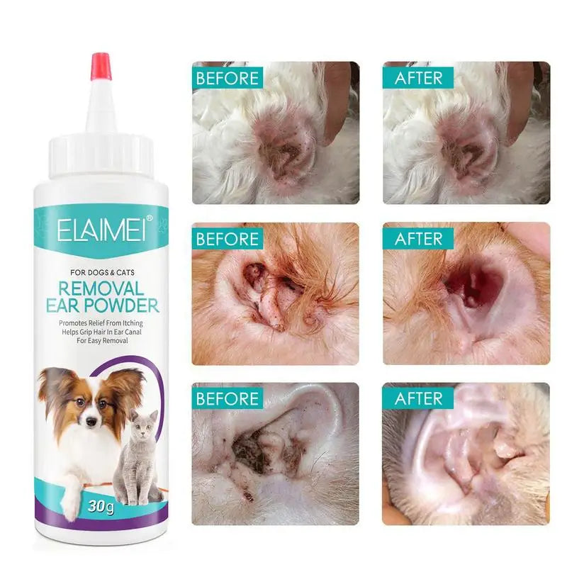 Dog Ear Powder 30G Ear Wash Powder Safe Dog Cleaner for Healthy Ears Odor Removal Pet Accessories Ear Cleaner for Rabbits Cats