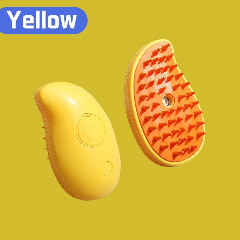Pet spray massage brush three in one key steam spray folding rotary floating shampoo brush comb