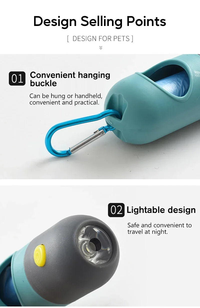 Led Light Dog Poop Bags Dispenser Degradable Waste Bag Outdoor Portable Pet Trash Bags Dog Cat Cleaning Supplies Accessories