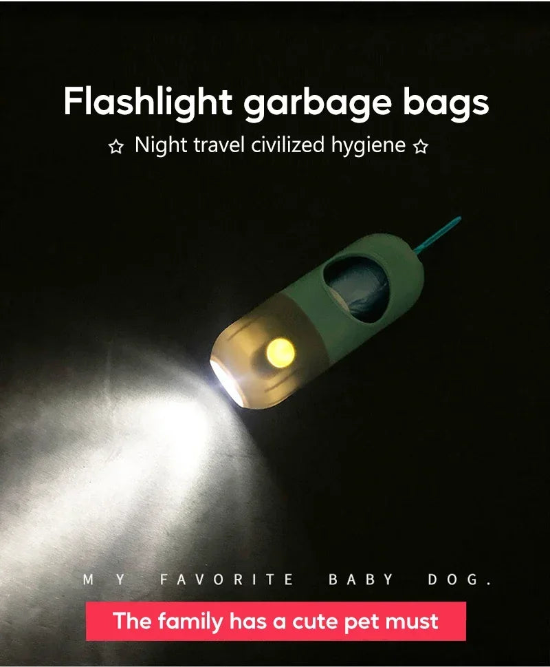 Led Light Dog Poop Bags Dispenser Degradable Waste Bag Outdoor Portable Pet Trash Bags Dog Cat Cleaning Supplies Accessories