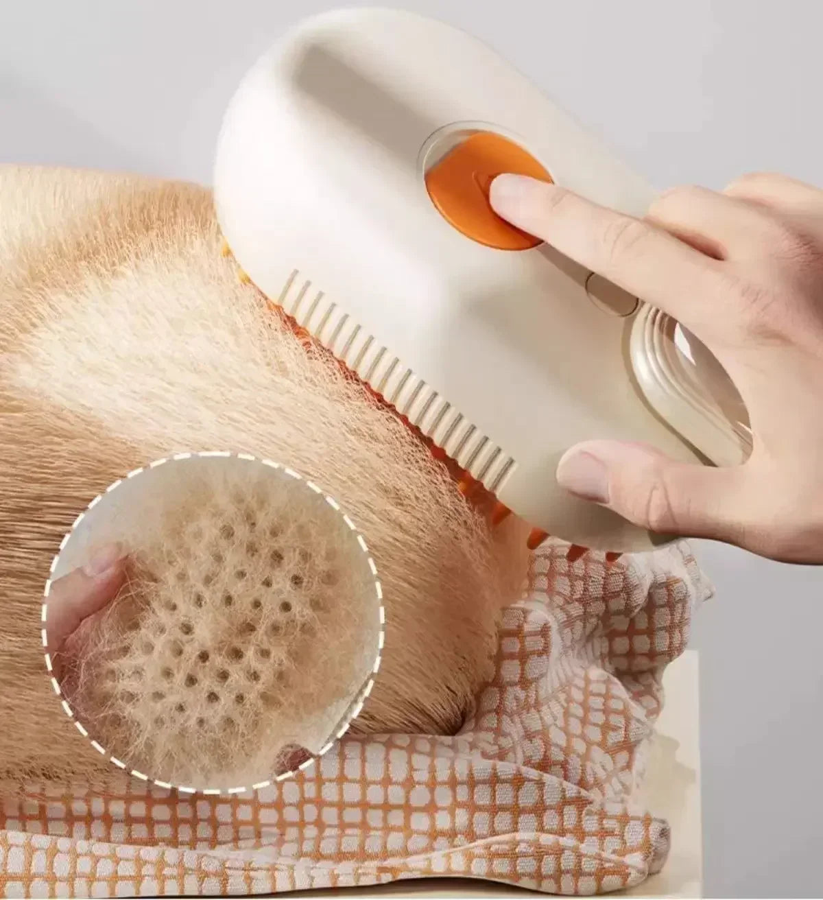 Pet spray massage brush three in one key steam spray folding rotary floating shampoo brush comb