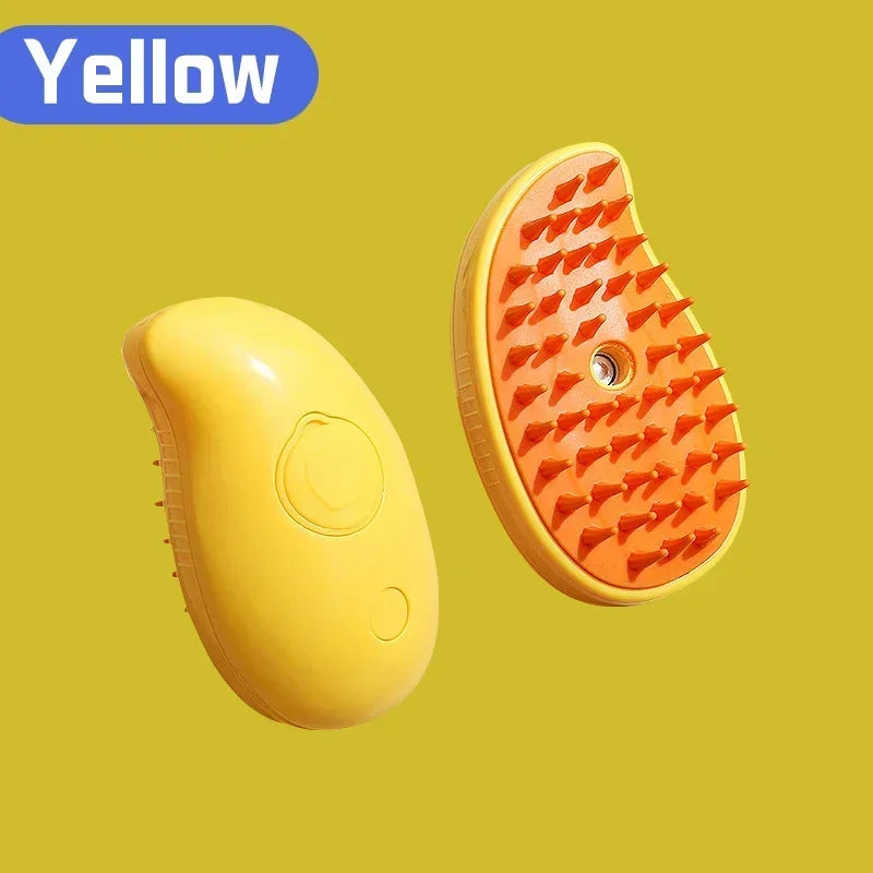 Pet spray massage brush three in one key steam spray folding rotary floating shampoo brush comb