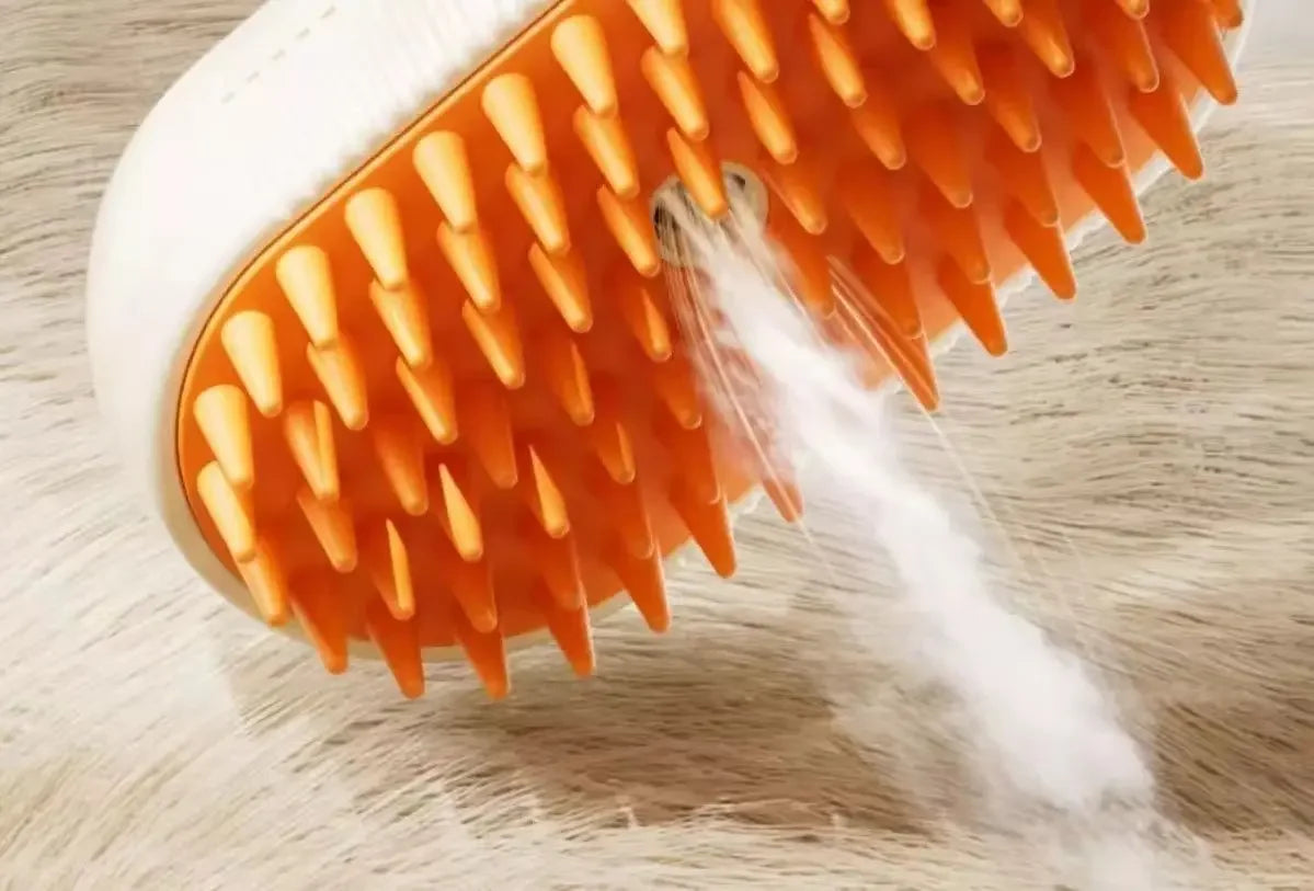 Pet spray massage brush three in one key steam spray folding rotary floating shampoo brush comb