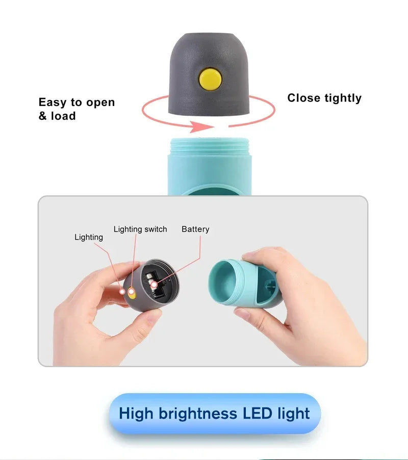 Led Light Dog Poop Bags Dispenser Degradable Waste Bag Outdoor Portable Pet Trash Bags Dog Cat Cleaning Supplies Accessories