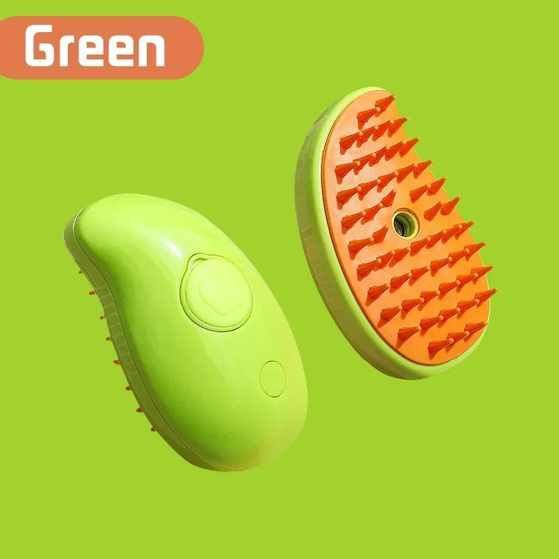 Pet spray massage brush three in one key steam spray folding rotary floating shampoo brush comb