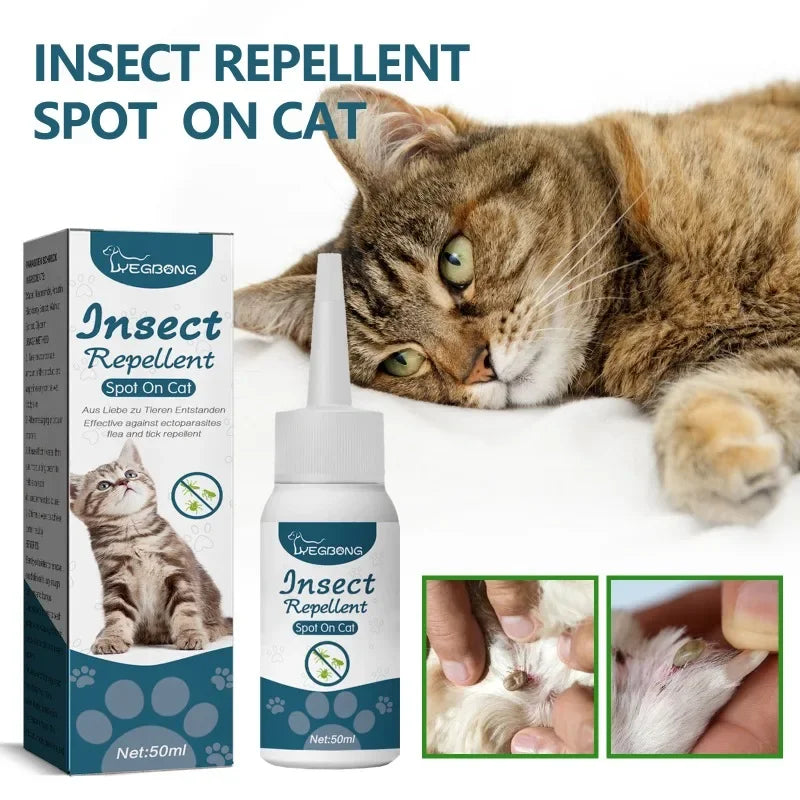 50ml Pet Anti Flea Tick Agent for Cats, Dogs, and Dogs. Extracorporeal Deworming Skin Cleaning Agent for Lice, Ticks, and Ticks