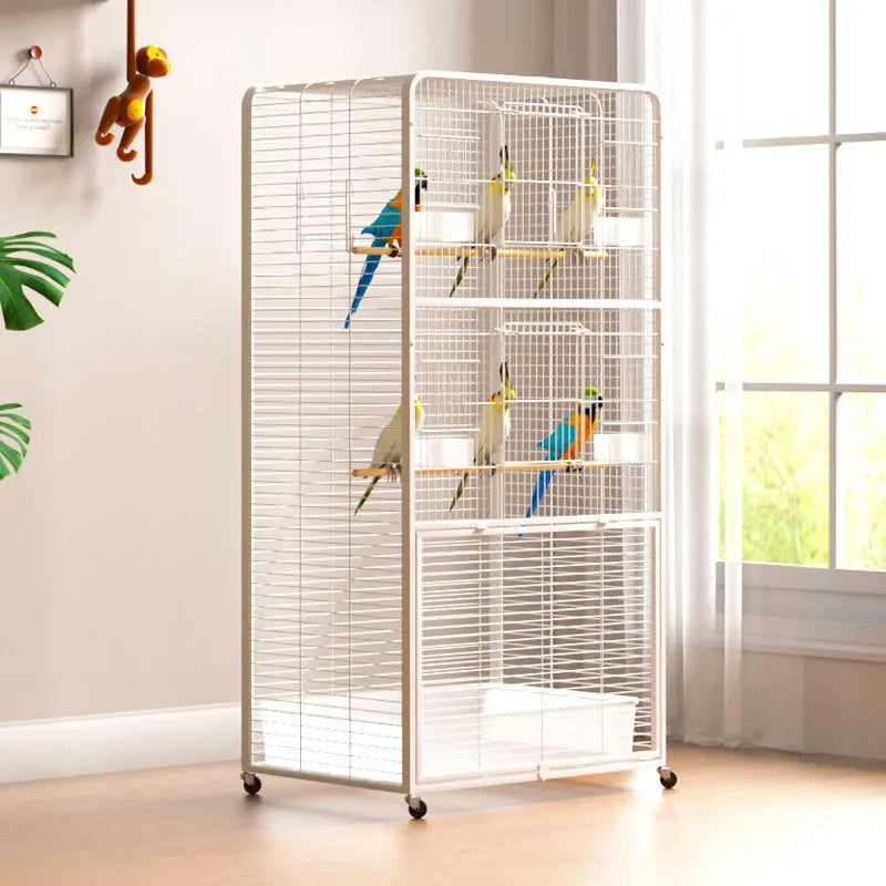 Bird cage Household large tiger parrot luxury villa Large black phoenix special breeding cage Myna embroidered eye bird cage