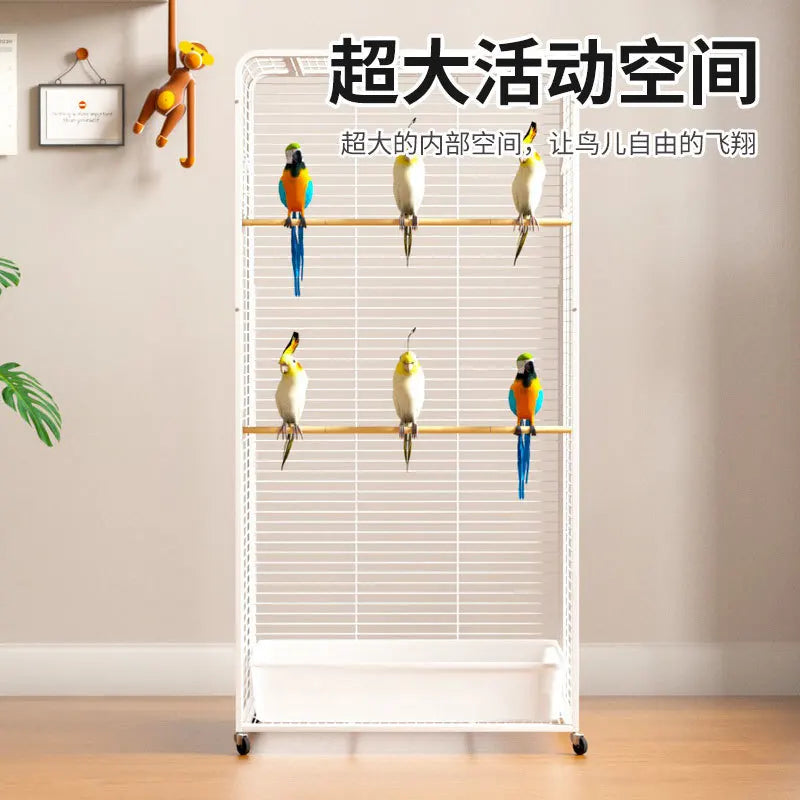 Bird cage Household large tiger parrot luxury villa Large black phoenix special breeding cage Myna embroidered eye bird cage