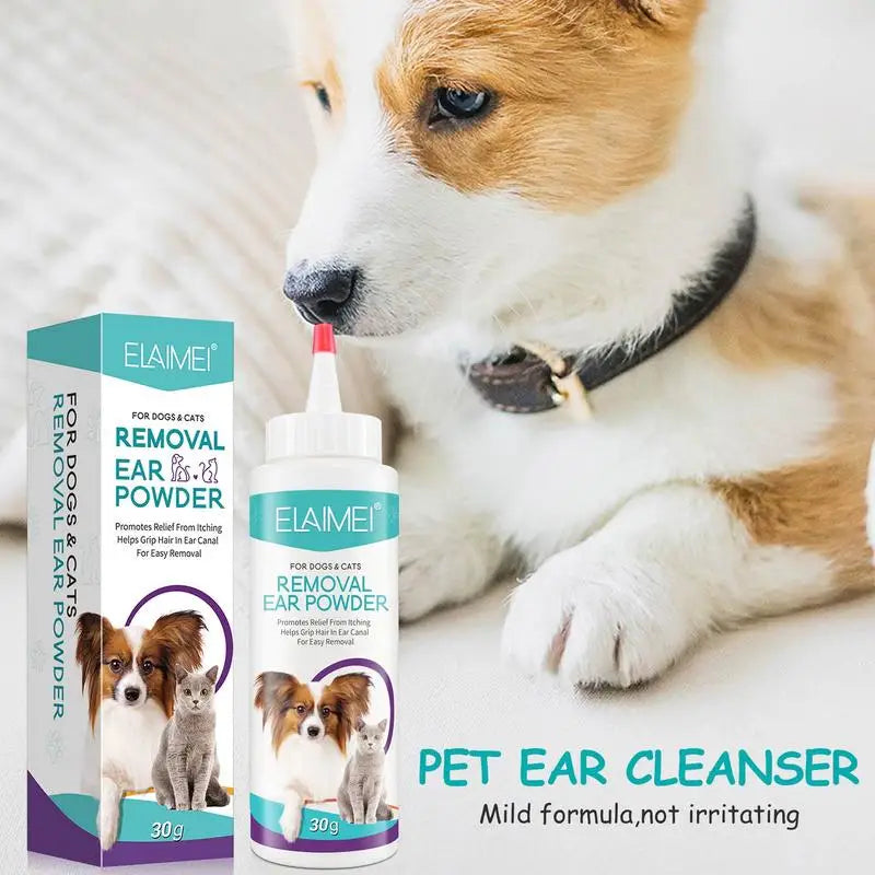 Dog Ear Powder 30G Ear Wash Powder Safe Dog Cleaner for Healthy Ears Odor Removal Pet Accessories Ear Cleaner for Rabbits Cats