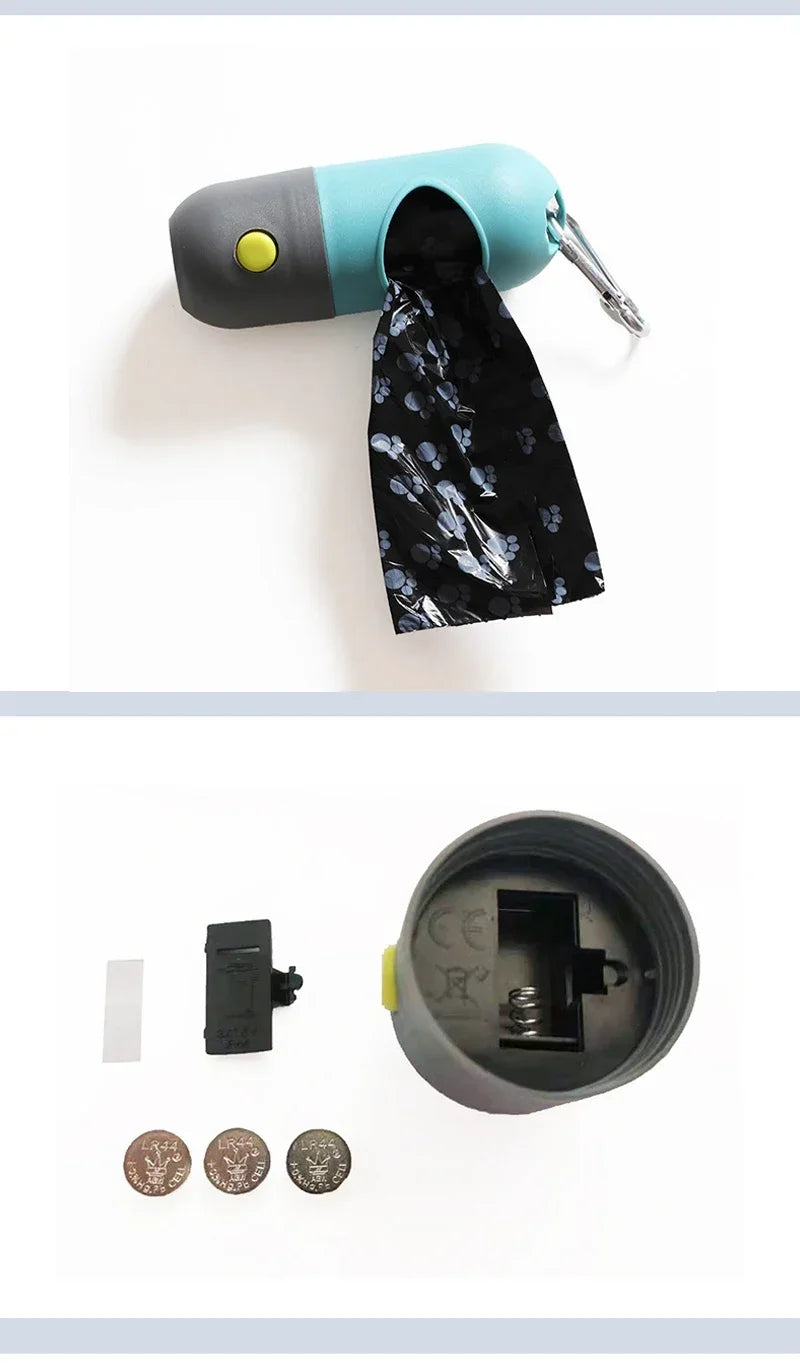 Led Light Dog Poop Bags Dispenser Degradable Waste Bag Outdoor Portable Pet Trash Bags Dog Cat Cleaning Supplies Accessories