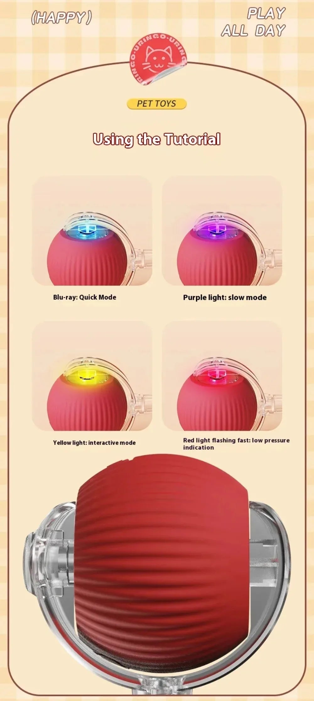 Automatic Rolling Ball Cat Toy Rechargeable Interactive Smart Pet Electric Mouse Imitation Tail for Dog And Cat Training