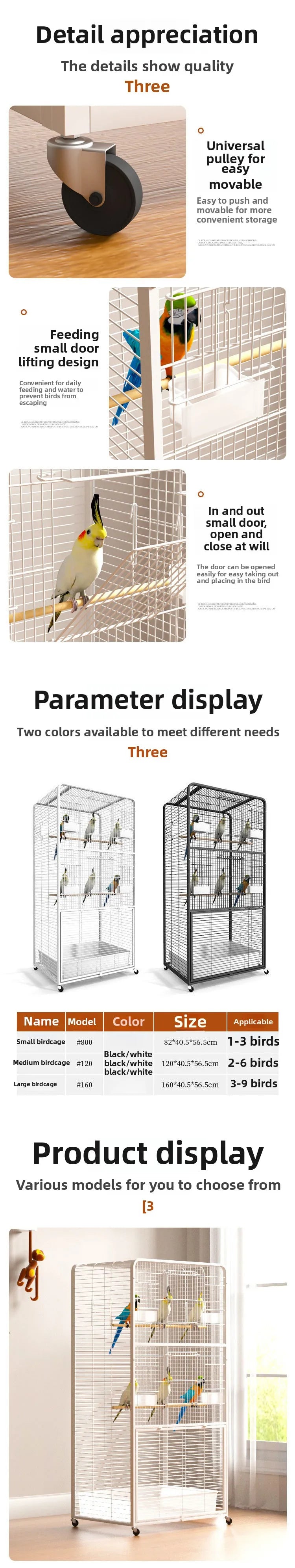 Bird cage Household large tiger parrot luxury villa Large black phoenix special breeding cage Myna embroidered eye bird cage