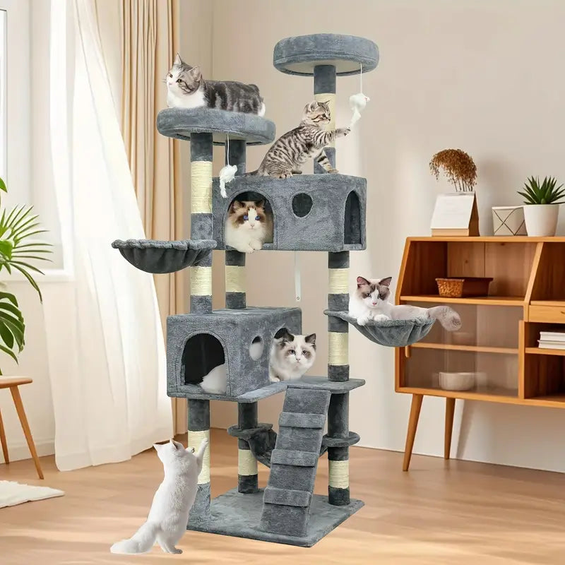 Luxurious Cat Tree Tower - Multi-Level with Hammocks & Dens