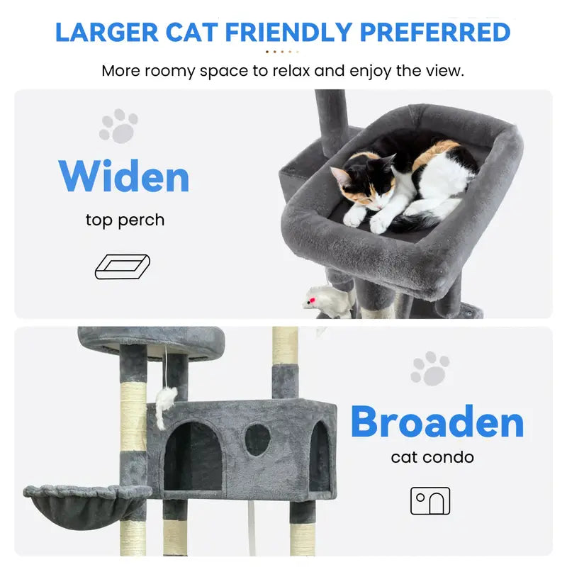 Luxurious Cat Tree Tower - Multi-Level with Hammocks & Dens