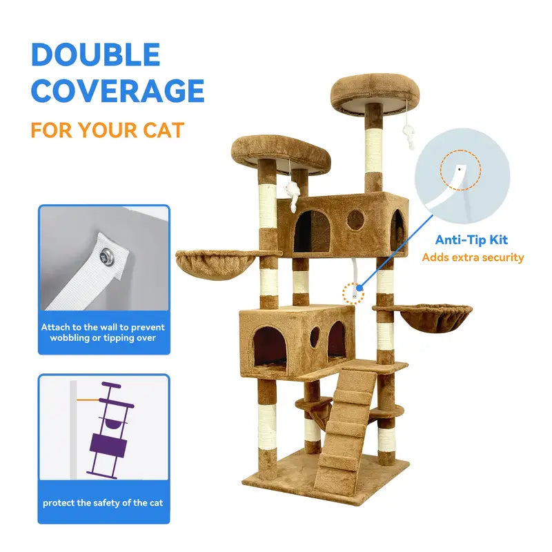 Luxurious Cat Tree Tower - Multi-Level with Hammocks & Dens