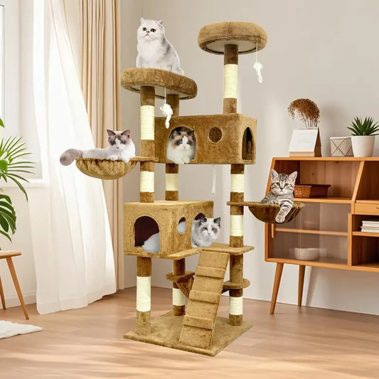 Luxurious Cat Tree Tower - Multi-Level with Hammocks & Dens