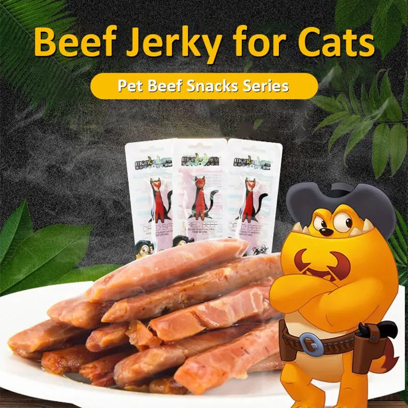 New Cat Snacks Beef Jerky 100g Beef Strips for Cats Taurine Omega Nutrient Rich Calcium Teeth Grinding Hair Pretty Pet Food