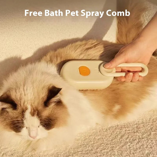 Pet spray massage brush three in one key steam spray folding rotary floating shampoo brush comb