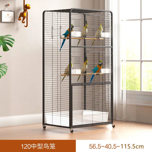 Bird cage Household large tiger parrot luxury villa Large black phoenix special breeding cage Myna embroidered eye bird cage