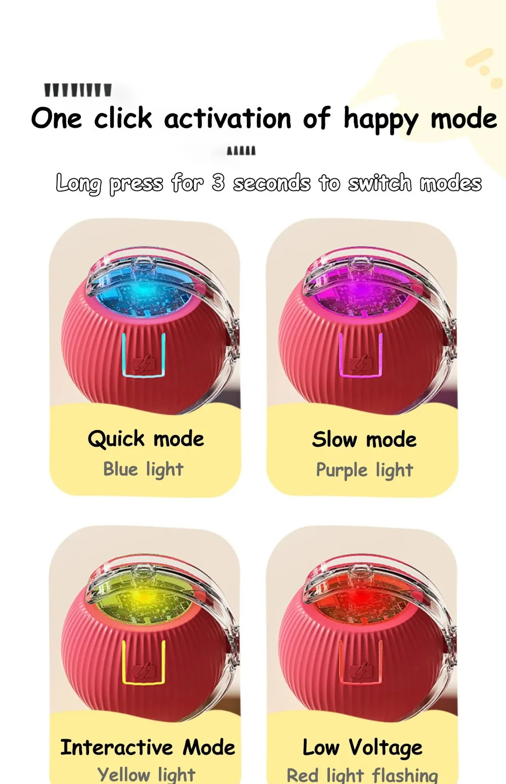 Automatic Rolling Ball Cat Toy Rechargeable Interactive Smart Pet Electric Mouse Imitation Tail for Dog And Cat Training
