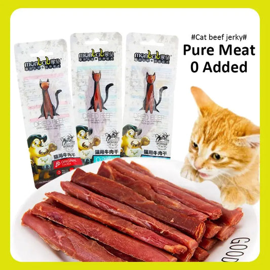New Cat Snacks Beef Jerky 100g Beef Strips for Cats Taurine Omega Nutrient Rich Calcium Teeth Grinding Hair Pretty Pet Food